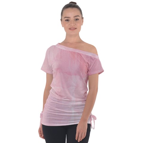 Pink Blurry Pastel Watercolour Ombre Tie-up Tee by Lullaby