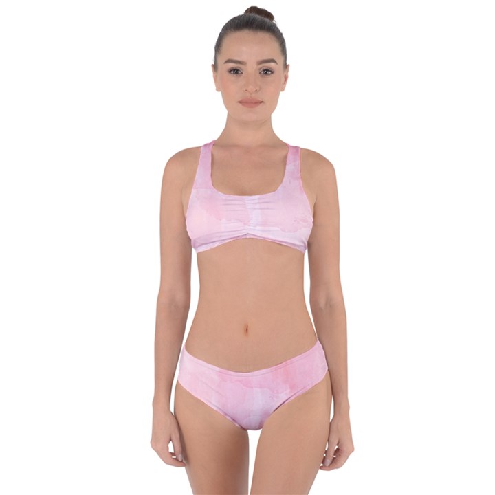 Pink blurry pastel watercolour ombre Criss Cross Bikini Set