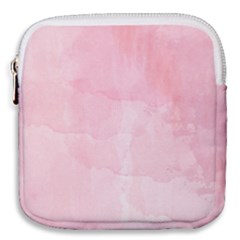 Pink Blurry Pastel Watercolour Ombre Mini Square Pouch by Lullaby