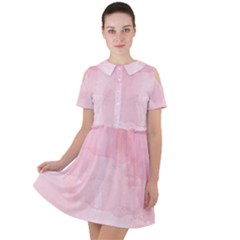 Pink Blurry Pastel Watercolour Ombre Short Sleeve Shoulder Cut Out Dress  by Lullaby