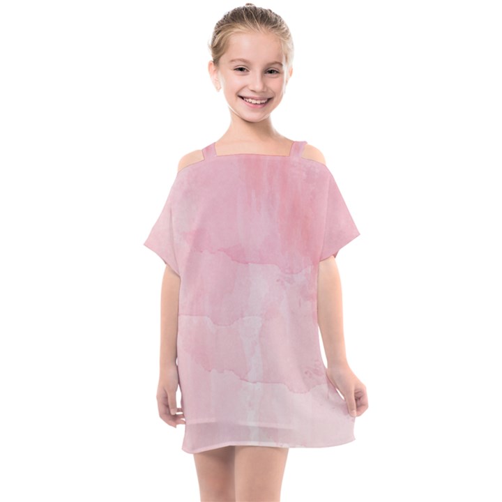 Pink blurry pastel watercolour ombre Kids  One Piece Chiffon Dress