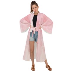 Pink Blurry Pastel Watercolour Ombre Maxi Kimono by Lullaby