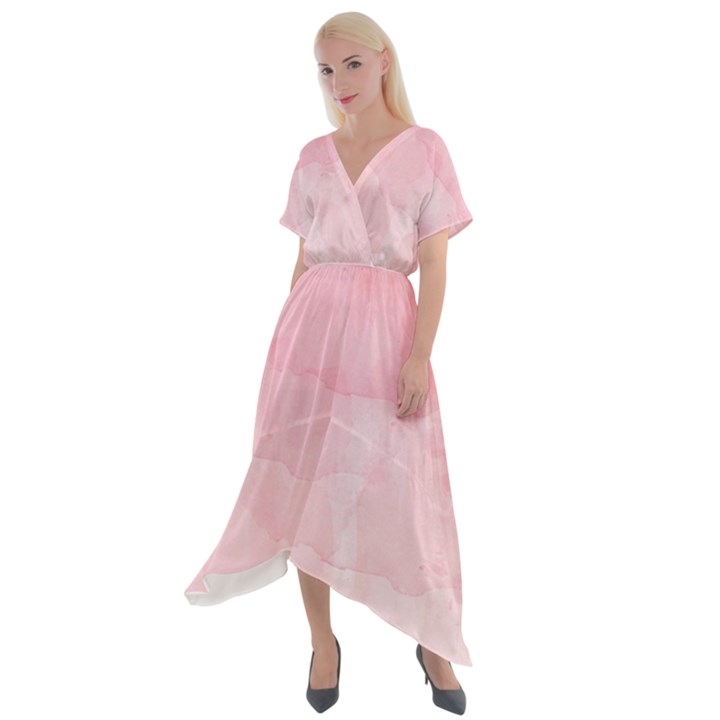 Pink blurry pastel watercolour ombre Cross Front Sharkbite Hem Maxi Dress