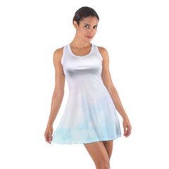 Pink Blue Blurry Pastel Watercolour Ombre Cotton Racerback Dress by Lullaby