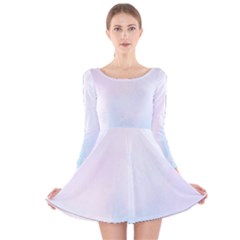 Pink Blue Blurry Pastel Watercolour Ombre Long Sleeve Velvet Skater Dress