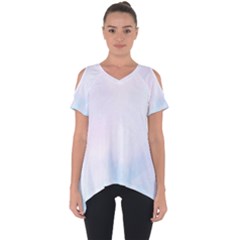 Pink Blue Blurry Pastel Watercolour Ombre Cut Out Side Drop Tee by Lullaby