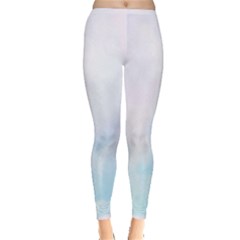 Pink Blue Blurry Pastel Watercolour Ombre Inside Out Leggings by Lullaby