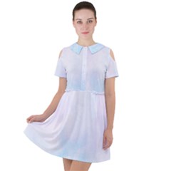 Pink Blue Blurry Pastel Watercolour Ombre Short Sleeve Shoulder Cut Out Dress  by Lullaby