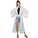 Pink blue blurry pastel watercolour ombre Maxi Kimono View1