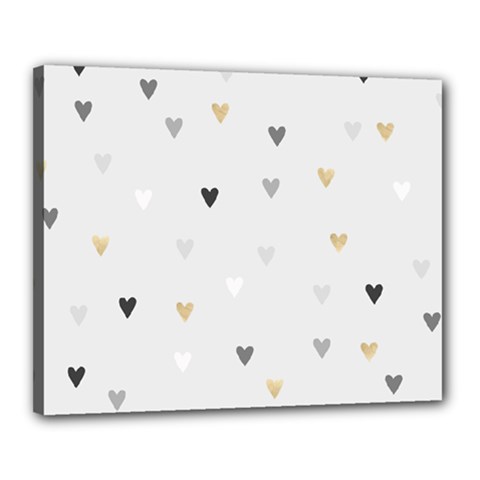 Grey Hearts Print Romantic Canvas 20  X 16  (stretched) by Lullaby