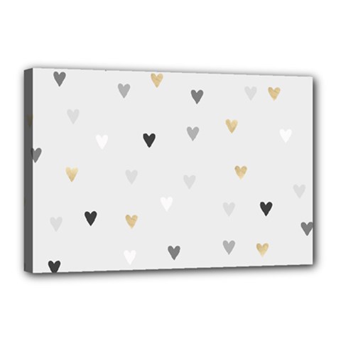 Grey Hearts Print Romantic Canvas 18  X 12  (stretched) by Lullaby