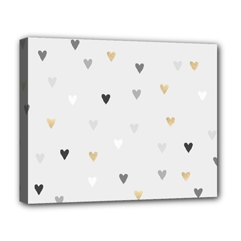 Grey Hearts Print Romantic Deluxe Canvas 20  X 16  (stretched) by Lullaby