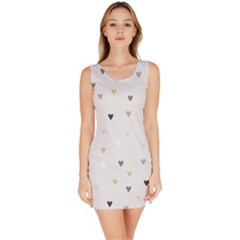 Grey Hearts Print Romantic Bodycon Dress by Lullaby