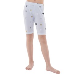 Grey Hearts Print Romantic Kids  Mid Length Swim Shorts by Lullaby