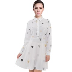 Grey Hearts Print Romantic Long Sleeve Chiffon Shirt Dress by Lullaby