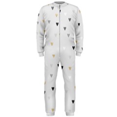 Grey Hearts Print Romantic Onepiece Jumpsuit (men)  by Lullaby