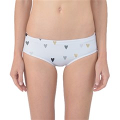 Grey Hearts Print Romantic Classic Bikini Bottoms by Lullaby