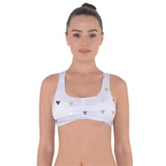 Grey Hearts Print Romantic Got No Strings Sports Bra by Lullaby