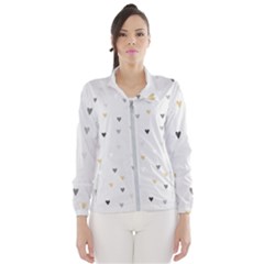 Grey Hearts Print Romantic Women s Windbreaker