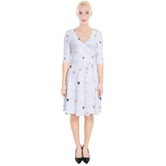 Grey Hearts Print Romantic Wrap Up Cocktail Dress by Lullaby