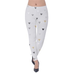 Grey Hearts Print Romantic Velvet Leggings