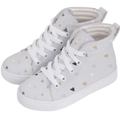 Grey Hearts Print Romantic Kids  Hi-top Skate Sneakers by Lullaby