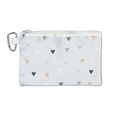 Grey Hearts Print Romantic Canvas Cosmetic Bag (medium) by Lullaby