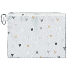 Grey Hearts Print Romantic Canvas Cosmetic Bag (xxl) by Lullaby