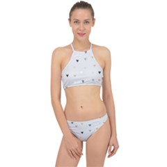 Grey Hearts Print Romantic Racer Front Bikini Set by Lullaby