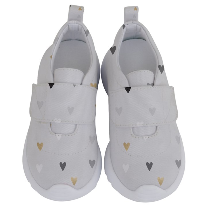 grey hearts print romantic Kids  Velcro No Lace Shoes