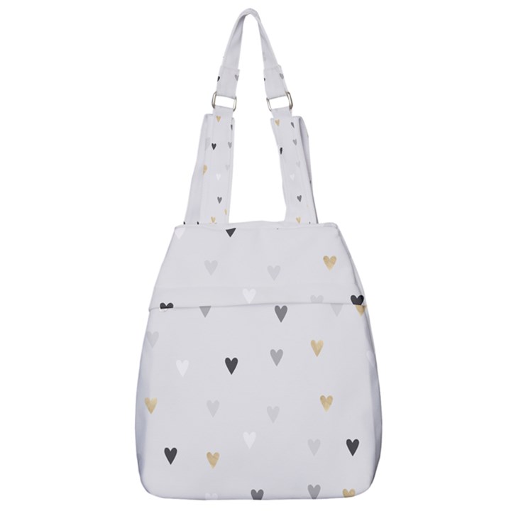 grey hearts print romantic Center Zip Backpack