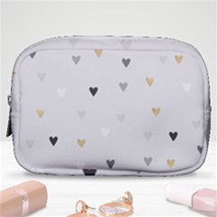 Grey Hearts Print Romantic Make Up Pouch (small)