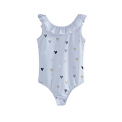 Grey Hearts Print Romantic Kids  Frill Swimsuit by Lullaby