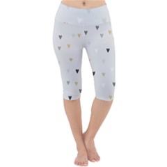 Grey Hearts Print Romantic Lightweight Velour Cropped Yoga Leggings by Lullaby