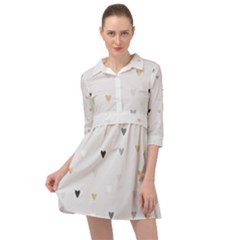 Grey Hearts Print Romantic Mini Skater Shirt Dress by Lullaby