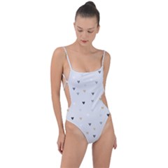 Grey Hearts Print Romantic Tie Strap One Piece Swimsuit by Lullaby