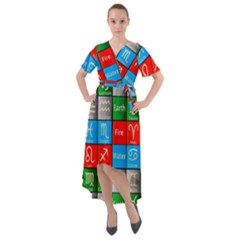 Astrology Signs Front Wrap High Low Dress by ArtworkByPatrick