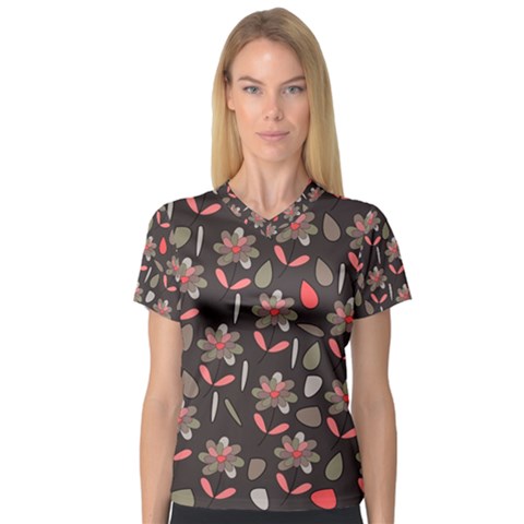 Zappwaits Flowers V-neck Sport Mesh Tee by zappwaits