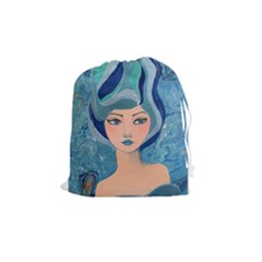 Blue Girl Drawstring Pouch (medium) by CKArtCreations