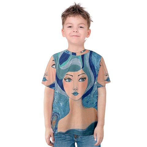 Blue Girl Kids  Cotton Tee by CKArtCreations