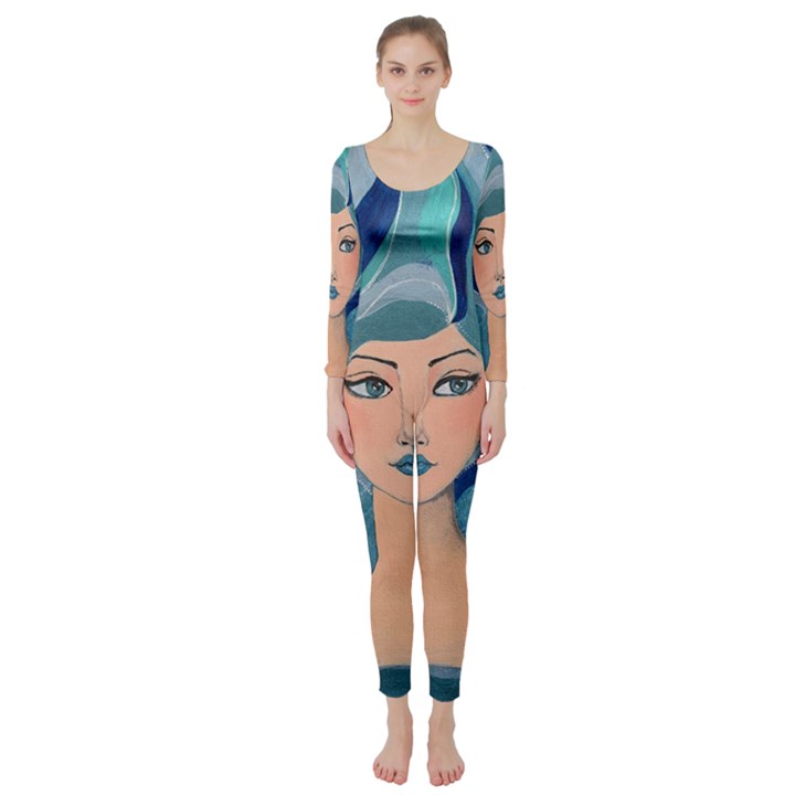 Blue Girl Long Sleeve Catsuit