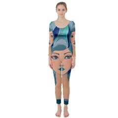 Blue Girl Long Sleeve Catsuit by CKArtCreations