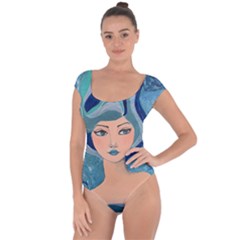 Blue Girl Short Sleeve Leotard  by CKArtCreations