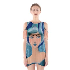 Blue Girl Shoulder Cutout One Piece Dress by CKArtCreations