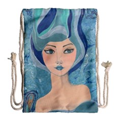 Blue Girl Drawstring Bag (large) by CKArtCreations