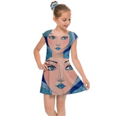 Blue Girl Kids  Cap Sleeve Dress by CKArtCreations