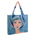 Blue Girl Zipper Medium Tote Bag View2