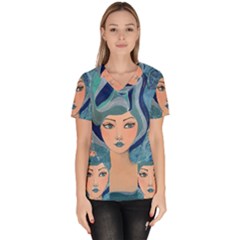 Blue Girl Women s V-neck Scrub Top by CKArtCreations