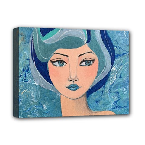 Blue Girl Deluxe Canvas 16  X 12  (stretched)  by CKArtCreations