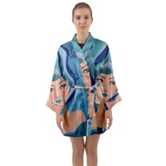 Blue Girl Long Sleeve Satin Kimono by CKArtCreations